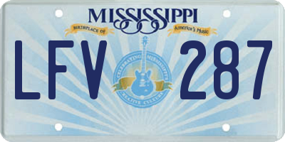 MS license plate LFV287