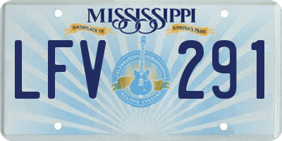 MS license plate LFV291