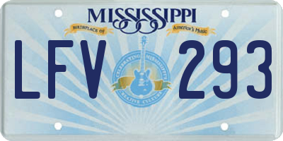 MS license plate LFV293