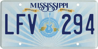 MS license plate LFV294