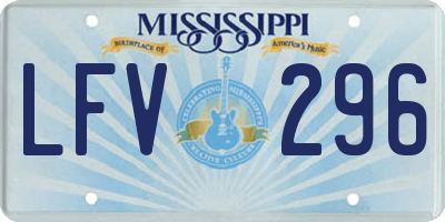 MS license plate LFV296