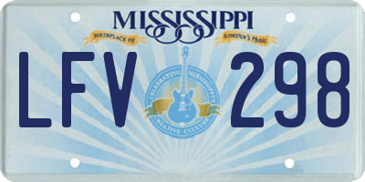 MS license plate LFV298