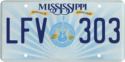 MS license plate LFV303