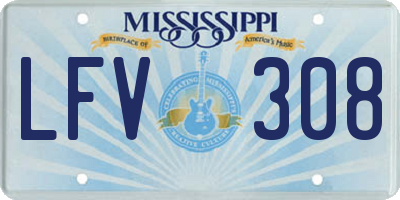 MS license plate LFV308
