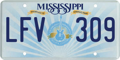 MS license plate LFV309