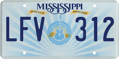 MS license plate LFV312