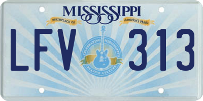 MS license plate LFV313