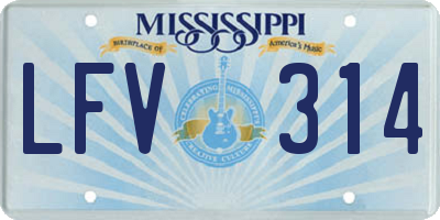 MS license plate LFV314
