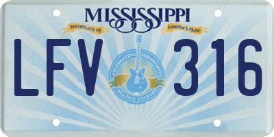MS license plate LFV316