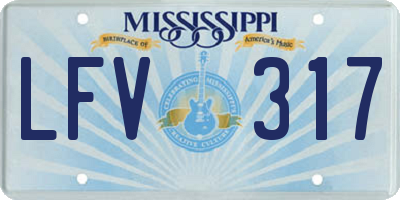 MS license plate LFV317