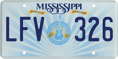 MS license plate LFV326