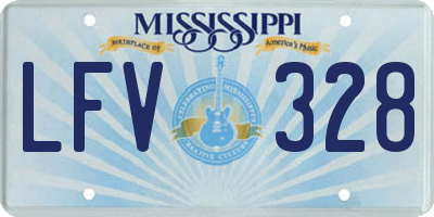 MS license plate LFV328