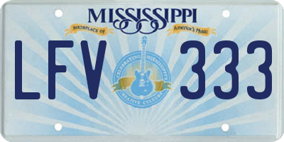 MS license plate LFV333