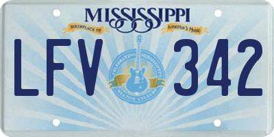 MS license plate LFV342