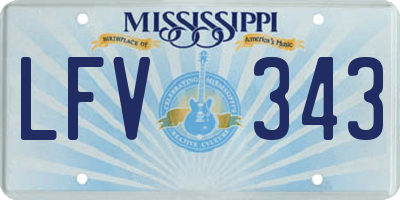 MS license plate LFV343