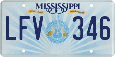 MS license plate LFV346