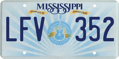 MS license plate LFV352