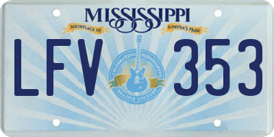 MS license plate LFV353