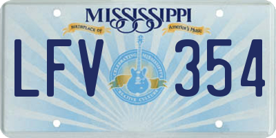 MS license plate LFV354