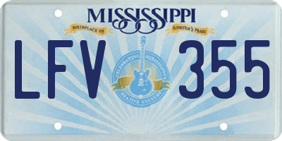 MS license plate LFV355