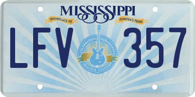 MS license plate LFV357