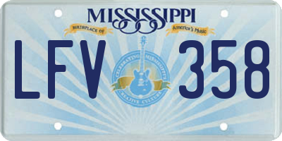 MS license plate LFV358