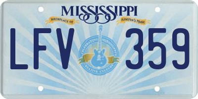 MS license plate LFV359
