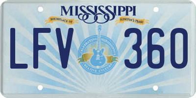 MS license plate LFV360