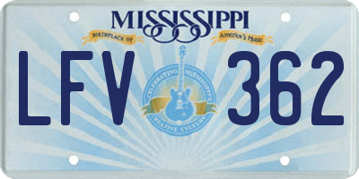 MS license plate LFV362