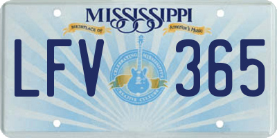 MS license plate LFV365