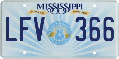 MS license plate LFV366