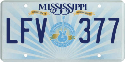 MS license plate LFV377