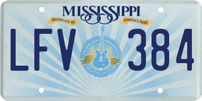 MS license plate LFV384