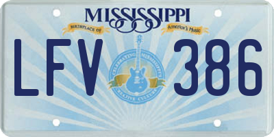 MS license plate LFV386