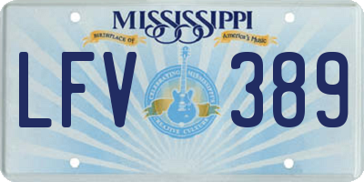 MS license plate LFV389