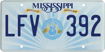 MS license plate LFV392