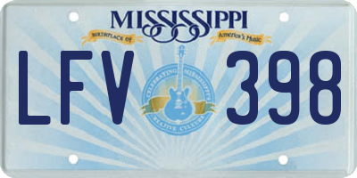 MS license plate LFV398
