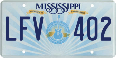 MS license plate LFV402