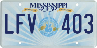 MS license plate LFV403