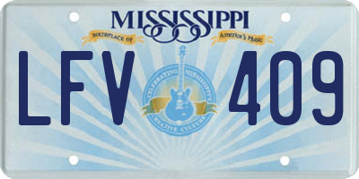 MS license plate LFV409