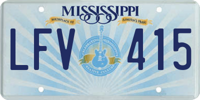 MS license plate LFV415