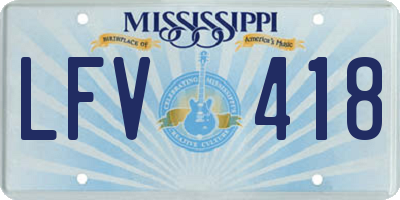MS license plate LFV418