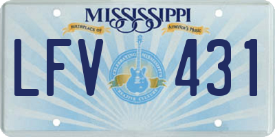 MS license plate LFV431