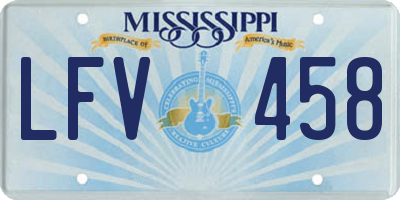 MS license plate LFV458