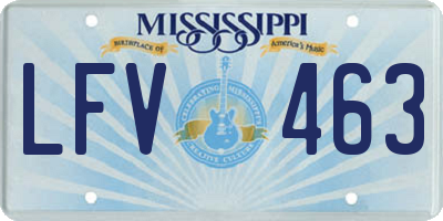 MS license plate LFV463