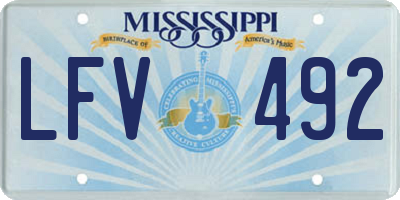 MS license plate LFV492