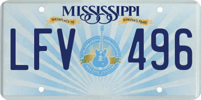 MS license plate LFV496