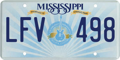 MS license plate LFV498