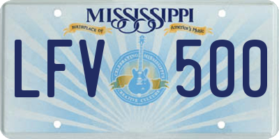 MS license plate LFV500