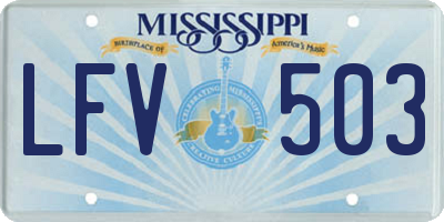 MS license plate LFV503